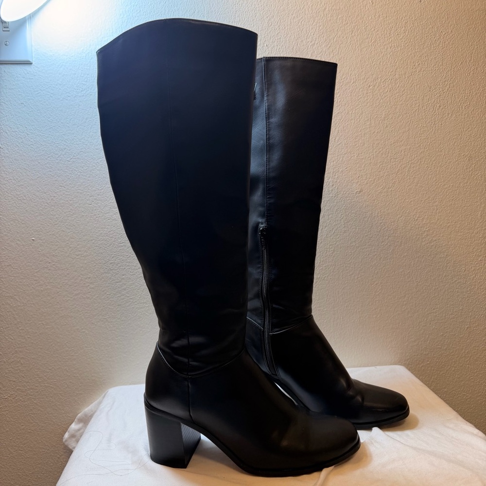 Nine West Black Knee-High Block Heel Boots